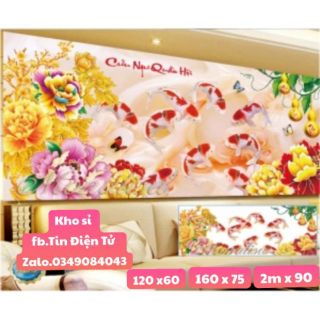 Tranh đính đá CỬU NGƯ QUẦN HỘI Y8223 (120X60) y8224 (160x75) Y8225 (200X90)