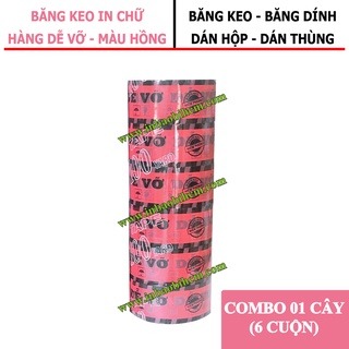 Băng keo HÀNG DỄ VỠ màu HỒNG, Dày 50 Mic, Bản 4F8, Băng keo dán thùng, băng keo giá rẽ, InbaobiHCM