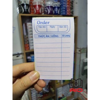 Sổ / cùi order 2 liên có chữ 6.5 x 10 cm