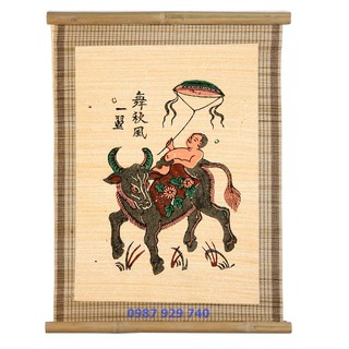 [Tranh Đông Hồ] Bức Chăn Trâu Thả Diều - không khung tranh - Dong Ho folk paintings Viet Nam national cultural heritage