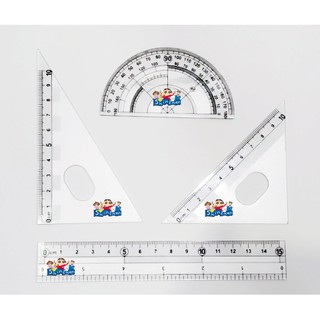 Bộ eke thước kẻ shin in hình màu EKNI27 bộ eke cậu bé bút chì cute bộ eke dễ thương