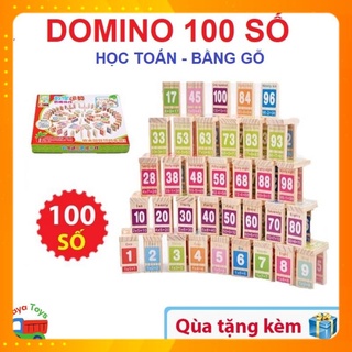 Đồ chơi gỗ thông minh cho bé bộ domino 100 số học toán tiếng anh và xếp hình sáng tạo Montessori, quà tặng sinh nhật