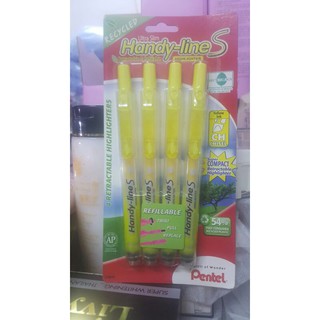 Vĩ 4 cây bút dạ quang màu vàng pentel  .