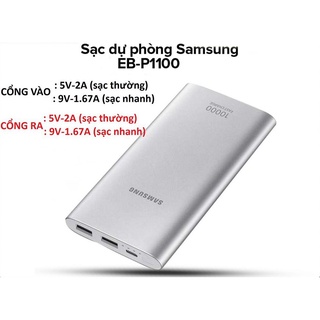 [ Sạc Dự Phòng Samsung ] Dung Lượng 10.000mAh 2 Cổng USB + 1 Type-C - Sạc Dự Phòng EB-P110 / Chính Hãng BH 12 Tháng