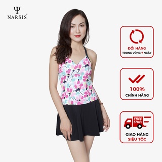 [Mã BMBAU50 giảm 7% tối đa 50K đơn 99K] Bộ đồ bơi nữ hoa trắng hồng Narsis A8010
