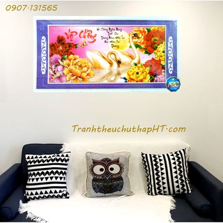 Tranh đính đá vợ chồng thiên nga DF392 (tự làm)