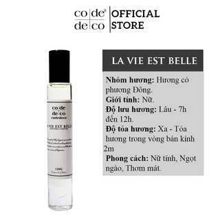 Tinh Dầu Nước Hoa Code Deco La Vie est Belle L'Éclat L'Eau de Toilette 12ml, Ngọt Ngào, Thơm Mát - Chai Dạng Lăn