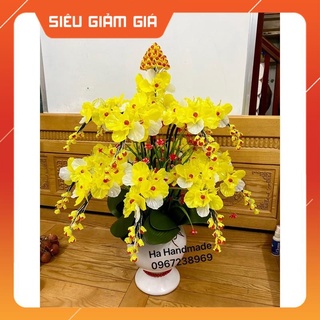 Set vật liệu làm chậu hoa lan hồ điệp,hoa pha lê, hoa đá hoa Handmade trang trí nhà cửa