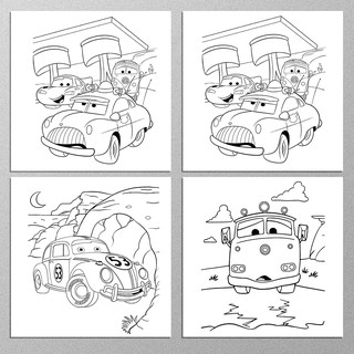 12 Flash Card tô màu thủ công, giấy bìa giày tô màu thủ công Xe Ô tô (cars) cho bé (Thẻ rời kích thước 9cm x 9cm))
