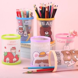 Lọ cắm bút nhựa trong suốt_lọ đựng bút đáng yêu
