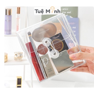 Túi đựng bút trong suốt Hàn Quốc, túi đựng đồ dùng, mỹ phẩm đa năng chống thấm nước K12