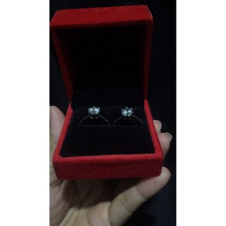 Hộp đỏ nhung viền hoa đựng nhẫn đôi, 6x6x4,5cm