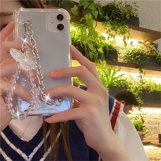 Ốp Điện Thoại Trang Trí Hình Bướm Phối Dây Xích Cho compatible for iPhone 13 Pro Max 12 Pro Max/XS/XR/11ProMax/7Plus/8Plus /XS Max/12mini/SE20