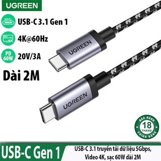 Cáp USB Type C 3.1 Ugreen US161 Chính Hãng 50751 50450 ( Thunderbolt 3, truyền hình ảnh 4K@60Hz và âm thanh )