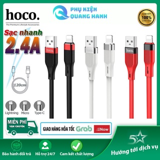 Cáp sạc nhanh Hoco U72 Silicon bền bỉ 2.4A cho iPhone, iPad, Android dây dài 1.2m - Chính hãng