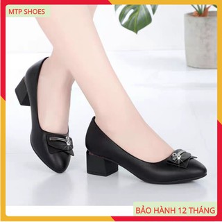 Giày búp bê ❤FREESHIP❤ giày công sở nữ - giày trung niên nữ đế vuông 4cm chất da lỳ cao cấp - BB24