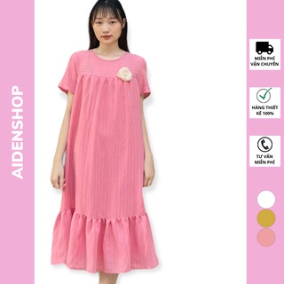 Váy bầu đẹp dự tiệc Aidenshop đầm bầu thiết kế công sở voan lụa cao cấp 2 lớp 45-70kg(ảnh thật,video)