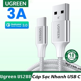 Dây Sạc Nhanh Type C QC3.0 Bọc Dù Dài 0.25M - 3M Ugreen US288 - BH 18T Chính Hãng