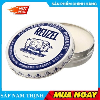 Sáp Vuốt Tóc Reuzel Matte Clay Pomade 113g- Minty Scent Chính Hãng - Pomade Heo Trắng Xanh