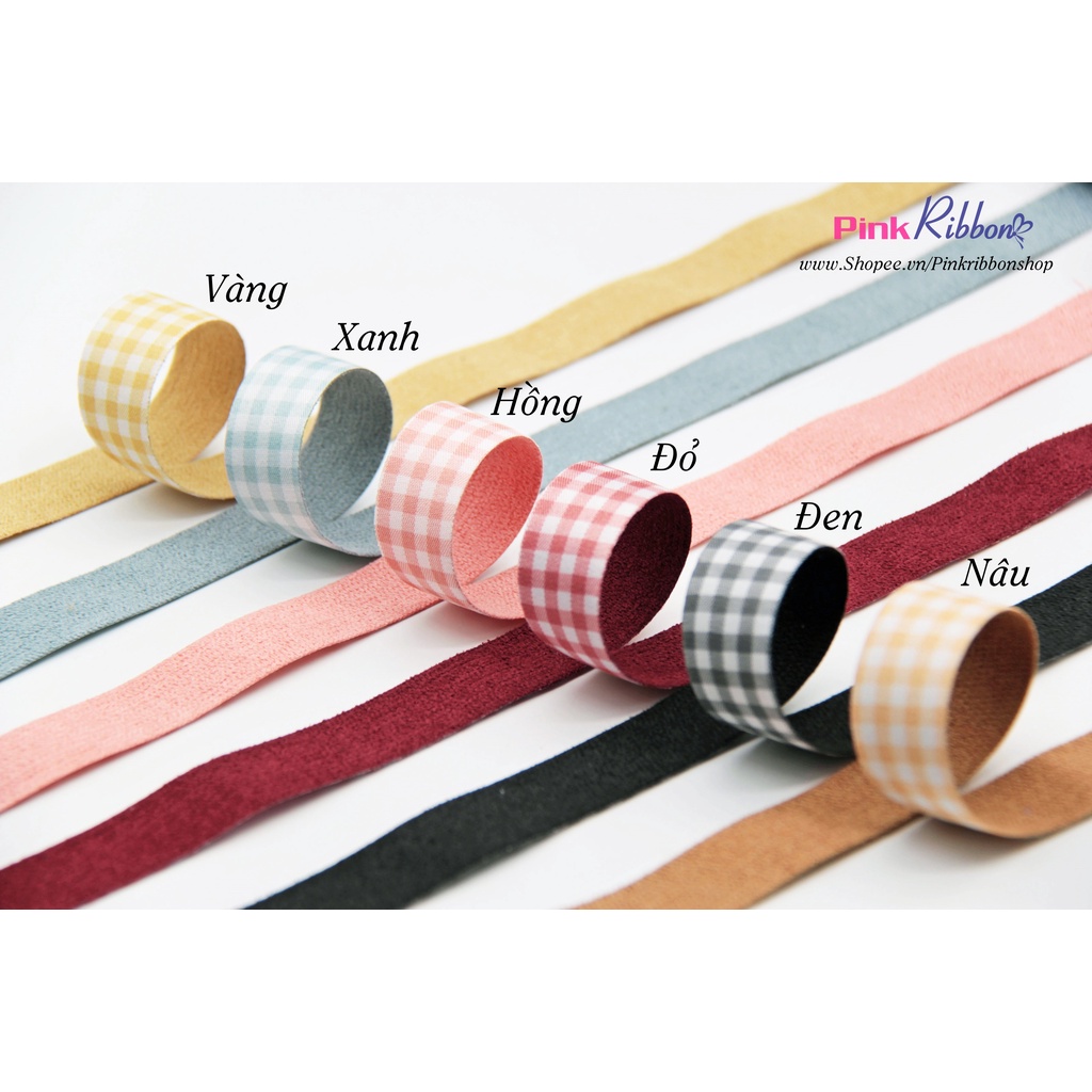 *RB thô/dạ kẻ Gingham, dùng làm phụ liệu may mặc, phụ kiện tóc, thời trang, nơ bờm, bó hoa