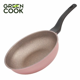 Chảo đúc vân đá đáy từ sâu lòng Green Cook 18/20/26/30cm (MÀU HỒNG DỄ THƯƠNG)