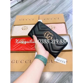 Ví Dài Trần Trám G.G Kéo Khoá Nhiều Ngăn Full hộp