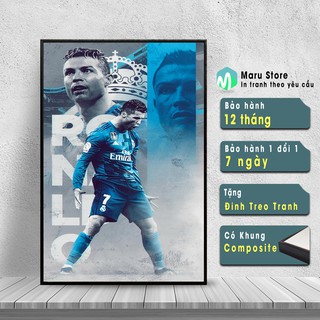 Tranh Canvas Ronaldo CR7, Trang Trí phòng, Loại Cao Cấp có khung composite