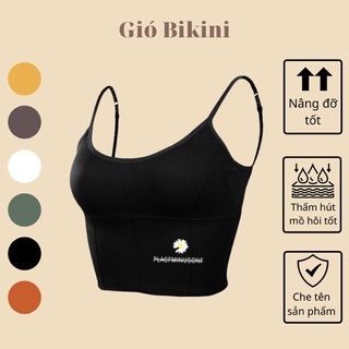 Áo Bra thể thao hoa cúc tập gym, yoga. Áo 2 dây croptop freesize năng động