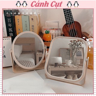 [Mã CANHCUT gỉam 30% cho đơn 99k]Gương để bàn trang điểm/gương mini 2 mặtmạch 2 mặt gương xoay 360