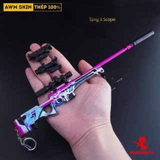 MÔ HÌNH PUBG CHÍNH HÃNG - OP AWM TẶNG 3 SCOPE VÀ KỆ TRƯNG BÀY CAO CẤP - MÓC KHOÁ 19cm+