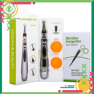 Bút dò huyệt massage châm cứu W-912, dụng cụ điện châm massage làm đẹp, giảm đau cơ xương khớp  + tặng pin [Halongstars]