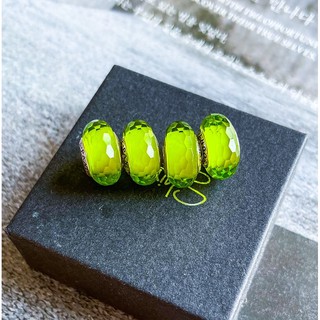Hạt Charm glass màu xanh neon bạc s925 Cao Cấp - Đông Bích Silver