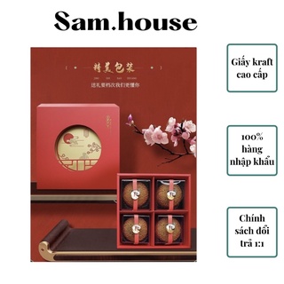 Hộp Đựng Bánh Trung Thu 4 Ngăn Kèm Túi Xách