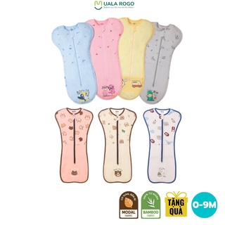 Nhộng chũn cho bé Ualarogo 0-9 tháng Cocoon kéo khóa sợi tre Bamboo và Modal mềm co giãn 4 chiều thoáng mát dễ mặc bỉm