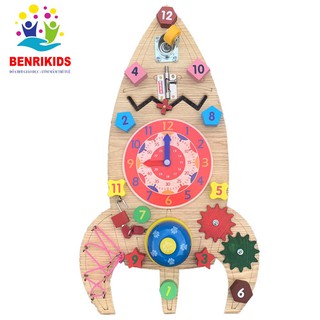 Đồ Chơi Giáo Dục Bảng Bận Rộn Bằng Gỗ Benrikids Hình Tàu Vũ Trụ Dành Cho Bé Từ 1-6 Tuổi