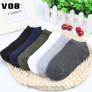 Tất, vớ nam nữ cổ thấp màu trơn ĐEN-XÁM-TRẮNG V08