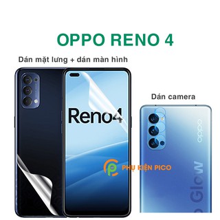 Dán màn hình Oppo Reno 4 và dán lưng Reno 4 và dán camera Reno 4 PPF cao cấp dẻo trong suốt - Combo3