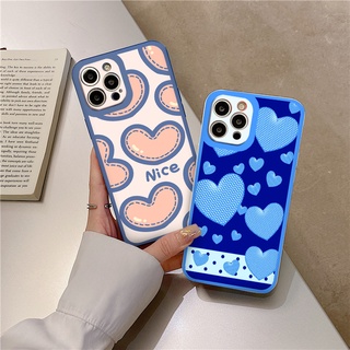 Ốp IPHONE họa tiết trái tim viền xanh cute ốp lưng iphone 8plus 6s 7 plus x xr xsmax 11 promax 12 11 13 promax vuông