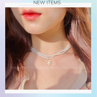 Dây chuyền nữ kiểu ngọc trắng đính thạch sang trọng-1004.ARIES