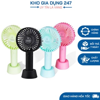 Quạt Mini Cầm Tay Tích Điện Có Đế Để Bàn - Quạt Tích Điện - Quạt Cầm Tay, Có 3 Tốc Độ Gió, Gọn Nhẹ