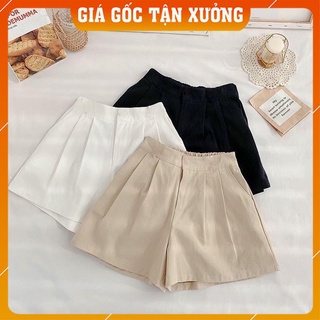 Quần short nữ ống rộng  𝑭𝑹𝑬𝑬𝑺𝑯𝑰𝑷   Quần đùi kaki nữ cạp chun sau dáng xòe 2 ly mặc thoải mái, siêu mát