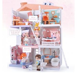Set nhà tầng 4 búp bê với nhiều nội thất bên trong