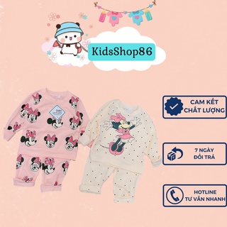 ĐỒ BỘ THU ĐÔNG CHO BÉ GÁI IN HÌNH MICKEY DỄ THƯƠNG CHUẨN COTTON TÀU MỀM MẠI THẤM HÚT MỒ HÔI CO GIÃN 4 CHIỀU SIZE 9-21KG