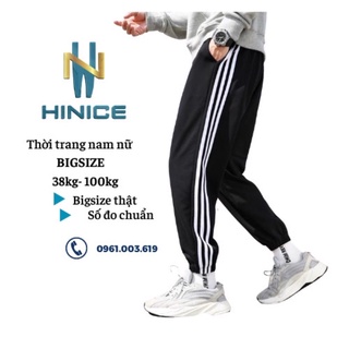 40-100kg Quần jogger BO CHUN GẤU (3 sọc-trơn) thể thao unisex nam nữ ống rộng hiphop bigsize thu đông basic pantt