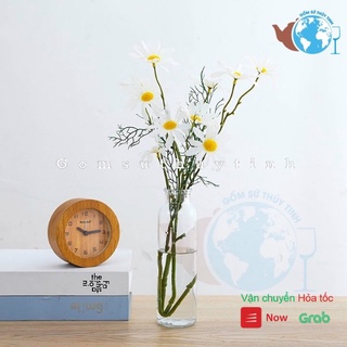 Bình bông thuỷ tinh/ Lọ cắm hoa thủy tinh dáng trụ tròn tặng kèm 50cm dây dừa trang trí