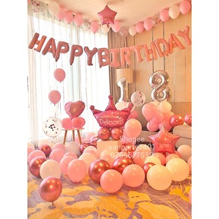 Set trang trí sinh nhật hồng pastel