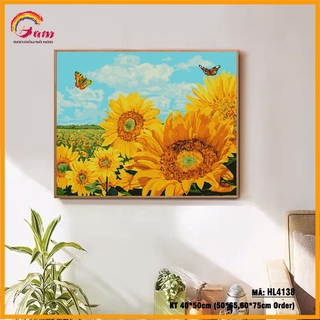 Tranh sơn dầu số hóa tự tô cho người lớn Tranhsohoavn Đồng hoa hướng dương HL4138