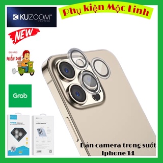 Iphone 14 | 14 Pro | 14 Plus | 14 Pro Max  [ Dán từng mắt cam Trong suốt - Kuzoom ] Kính hỗ trợ tự dán bảo vệ camera