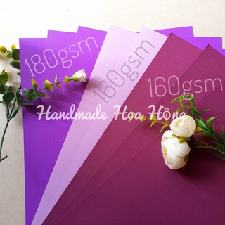 10 tờ giấy màu TÍM khổ A4, định lượng 160gs &amp; 180gsm - Giấy thủ công, mỹ thuật, thích hợp làm  hoa giấy, thiệp
