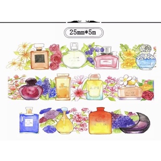 (Chiết theo chu kỳ) Băng dính washi tape hoạ tiết các lọ nước ho a nổi tiếng